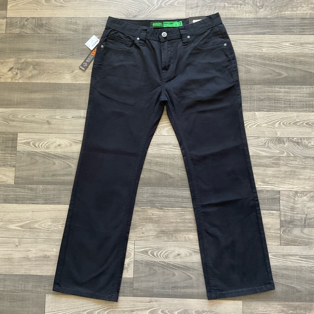 33x30 NWT Rock & Roll Denim Pistol Straight Jeans Men’s Black Stretch M1P2386